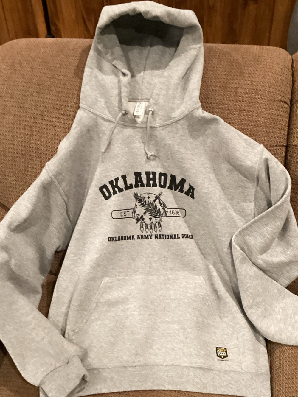 Jerzees Gray Pullover Hooded Sweatshirt with Logo Tag